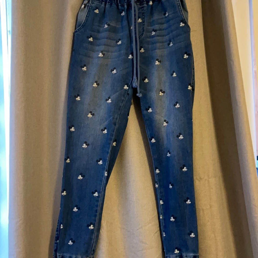 Cute Mickey Mouse print jeans